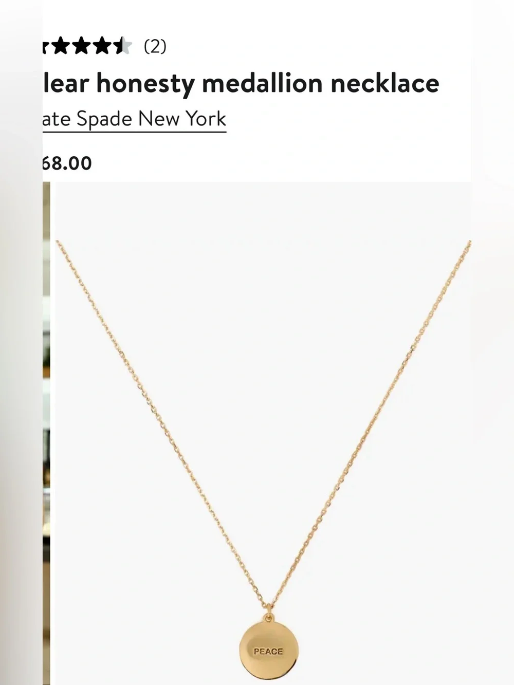 Kate Spade New York NEW clear honesty medallion necklace